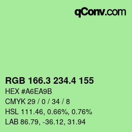 カラーコード: RGB 166.3 234.4 155 | qconv.com