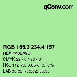 カラーコード: RGB 166.3 234.4 157 | qconv.com