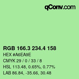 カラーコード: RGB 166.3 234.4 158 | qconv.com