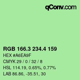 カラーコード: RGB 166.3 234.4 159 | qconv.com