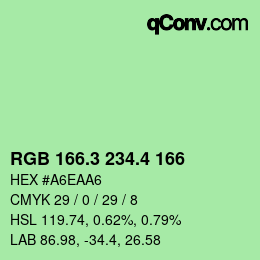 カラーコード: RGB 166.3 234.4 166 | qconv.com