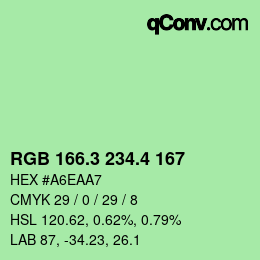 カラーコード: RGB 166.3 234.4 167 | qconv.com