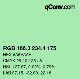 カラーコード: RGB 166.3 234.4 175 | qconv.com