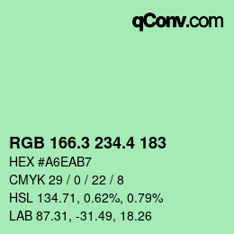 カラーコード: RGB 166.3 234.4 183 | qconv.com
