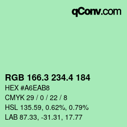 カラーコード: RGB 166.3 234.4 184 | qconv.com