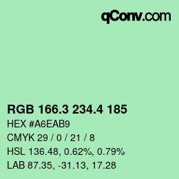 カラーコード: RGB 166.3 234.4 185 | qconv.com