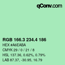 カラーコード: RGB 166.3 234.4 186 | qconv.com