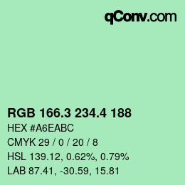 カラーコード: RGB 166.3 234.4 188 | qconv.com