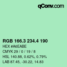 カラーコード: RGB 166.3 234.4 190 | qconv.com