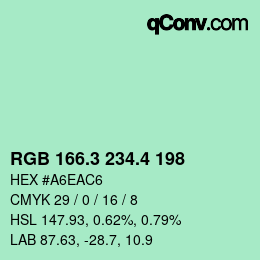 カラーコード: RGB 166.3 234.4 198 | qconv.com