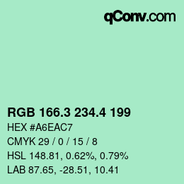 カラーコード: RGB 166.3 234.4 199 | qconv.com