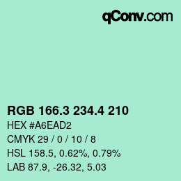 カラーコード: RGB 166.3 234.4 210 | qconv.com