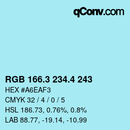 カラーコード: RGB 166.3 234.4 243 | qconv.com