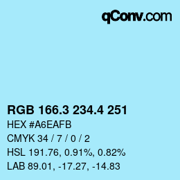 カラーコード: RGB 166.3 234.4 251 | qconv.com