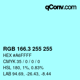 カラーコード: RGB 166.3 255 255 | qconv.com