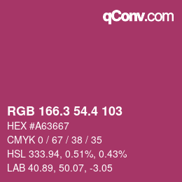カラーコード: RGB 166.3 54.4 103 | qconv.com