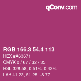 カラーコード: RGB 166.3 54.4 113 | qconv.com
