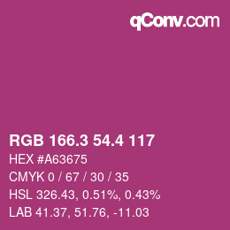 カラーコード: RGB 166.3 54.4 117 | qconv.com
