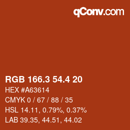 カラーコード: RGB 166.3 54.4 20 | qconv.com