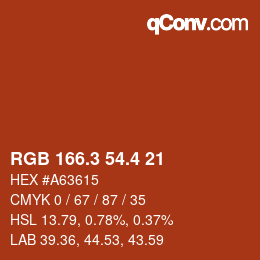 カラーコード: RGB 166.3 54.4 21 | qconv.com