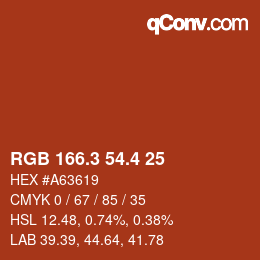 カラーコード: RGB 166.3 54.4 25 | qconv.com