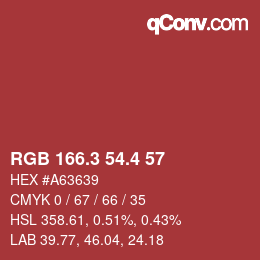 カラーコード: RGB 166.3 54.4 57 | qconv.com