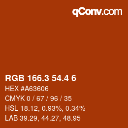カラーコード: RGB 166.3 54.4 6 | qconv.com