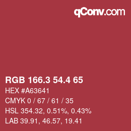カラーコード: RGB 166.3 54.4 65 | qconv.com