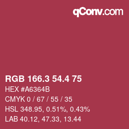 カラーコード: RGB 166.3 54.4 75 | qconv.com