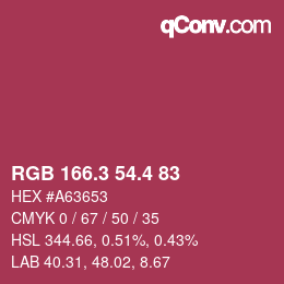カラーコード: RGB 166.3 54.4 83 | qconv.com