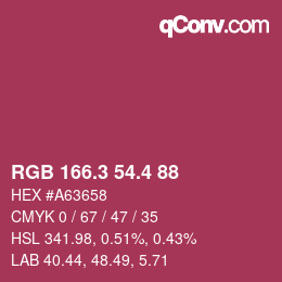 カラーコード: RGB 166.3 54.4 88 | qconv.com