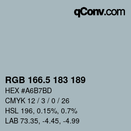 颜色代码: RGB 166.5 183 189 | qconv.com