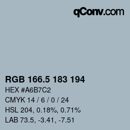 Código de color: RGB 166.5 183 194 | qconv.com