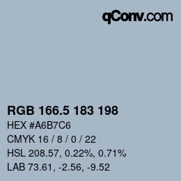 Código de color: RGB 166.5 183 198 | qconv.com