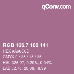 カラーコード: RGB 166.7 108 141 | qconv.com