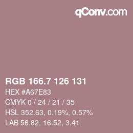 カラーコード: RGB 166.7 126 131 | qconv.com