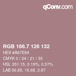 カラーコード: RGB 166.7 126 132 | qconv.com