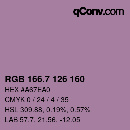カラーコード: RGB 166.7 126 160 | qconv.com