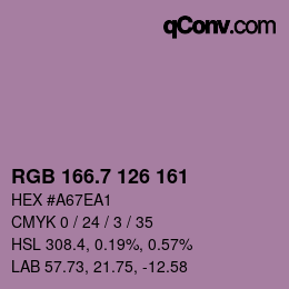 カラーコード: RGB 166.7 126 161 | qconv.com