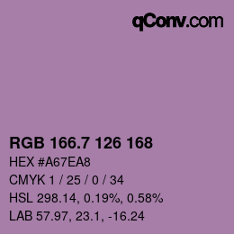 カラーコード: RGB 166.7 126 168 | qconv.com