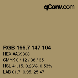 カラーコード: RGB 166.7 147 104 | qconv.com