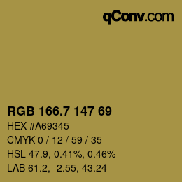 カラーコード: RGB 166.7 147 69 | qconv.com