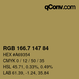 カラーコード: RGB 166.7 147 84 | qconv.com