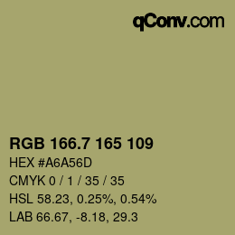 カラーコード: RGB 166.7 165 109 | qconv.com