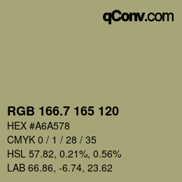カラーコード: RGB 166.7 165 120 | qconv.com