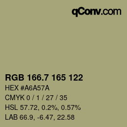 カラーコード: RGB 166.7 165 122 | qconv.com