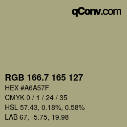 カラーコード: RGB 166.7 165 127 | qconv.com