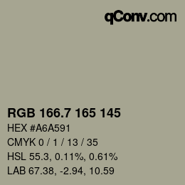 カラーコード: RGB 166.7 165 145 | qconv.com