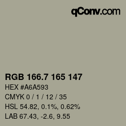 カラーコード: RGB 166.7 165 147 | qconv.com