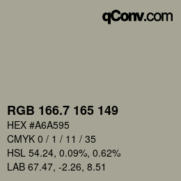 カラーコード: RGB 166.7 165 149 | qconv.com